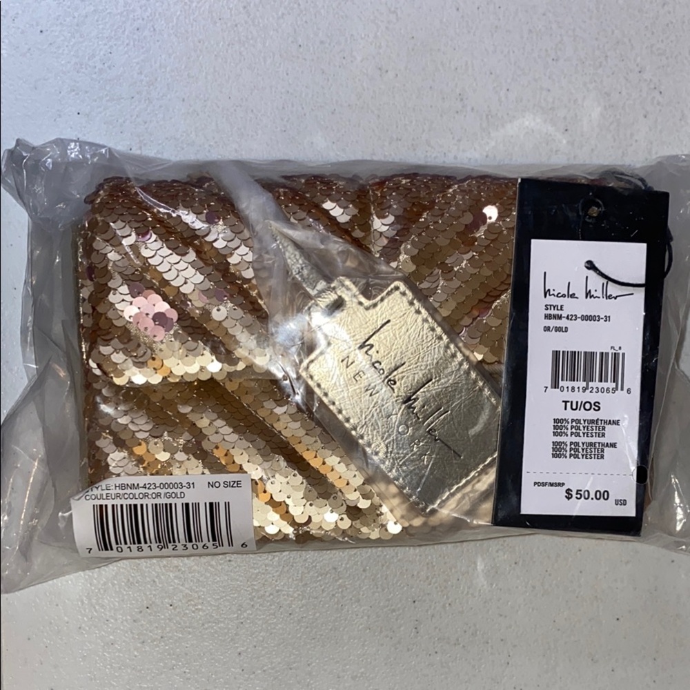 Nicole Miller Gold Sequin Evening Bag - Picture 2 of 5